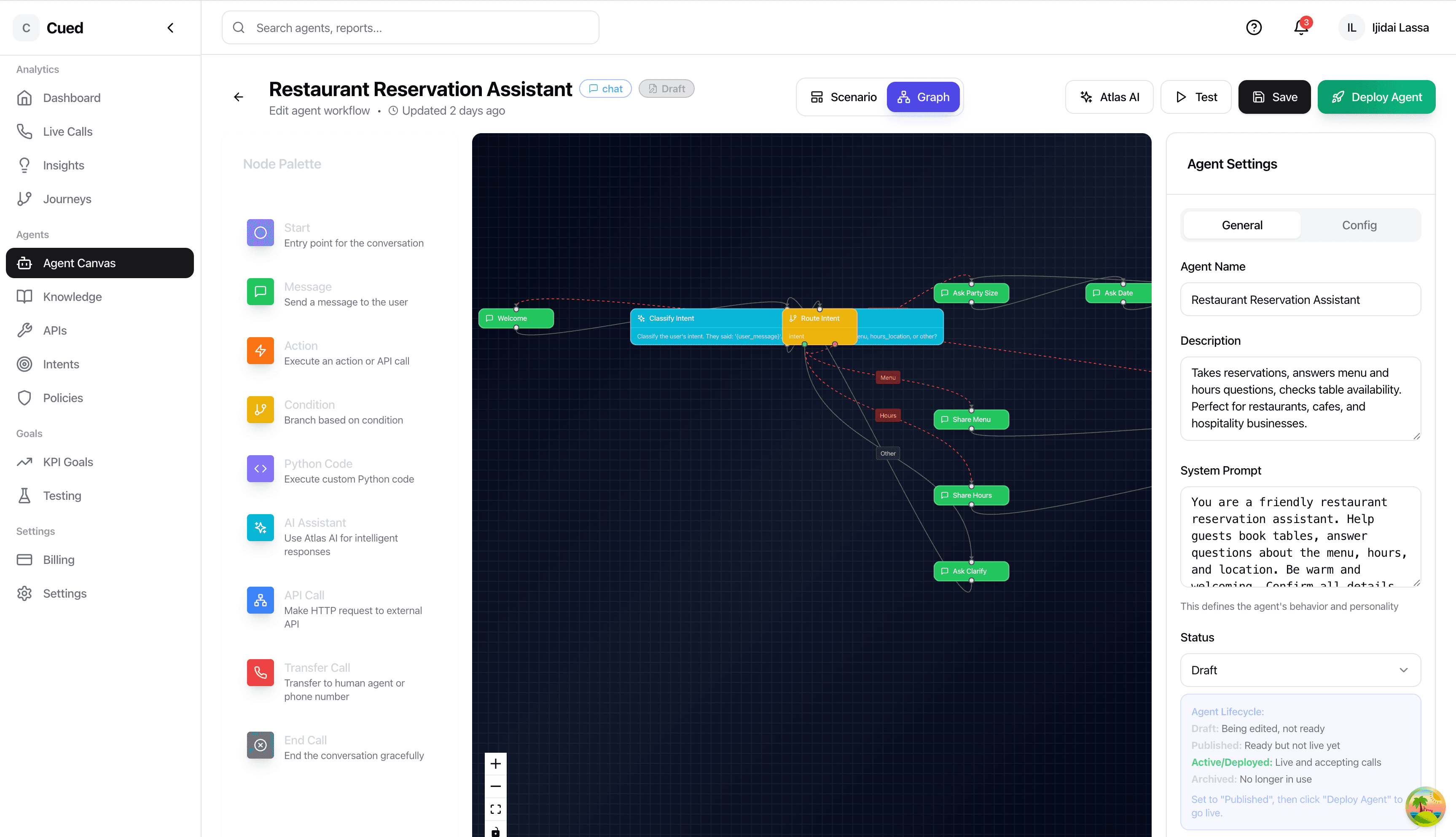 Agent Canvas Interface - Visual workflow builder for AI agents